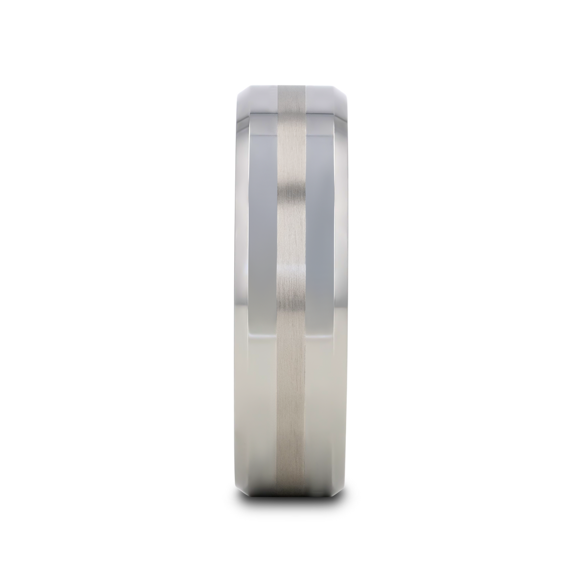 HALSTEN Platinum Inlaid Beveled Tungsten Carbide Wedding Ring - 6mm & 8mm