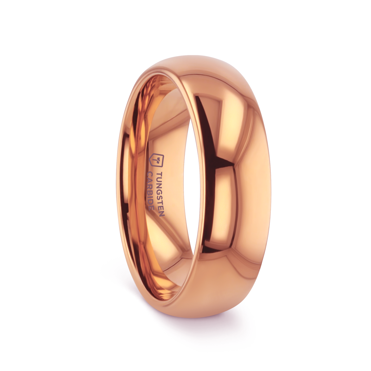 SOL Traditional Domed Rose Gold Plated Tungsten Carbide Wedding Ring - 4mm - 8mm