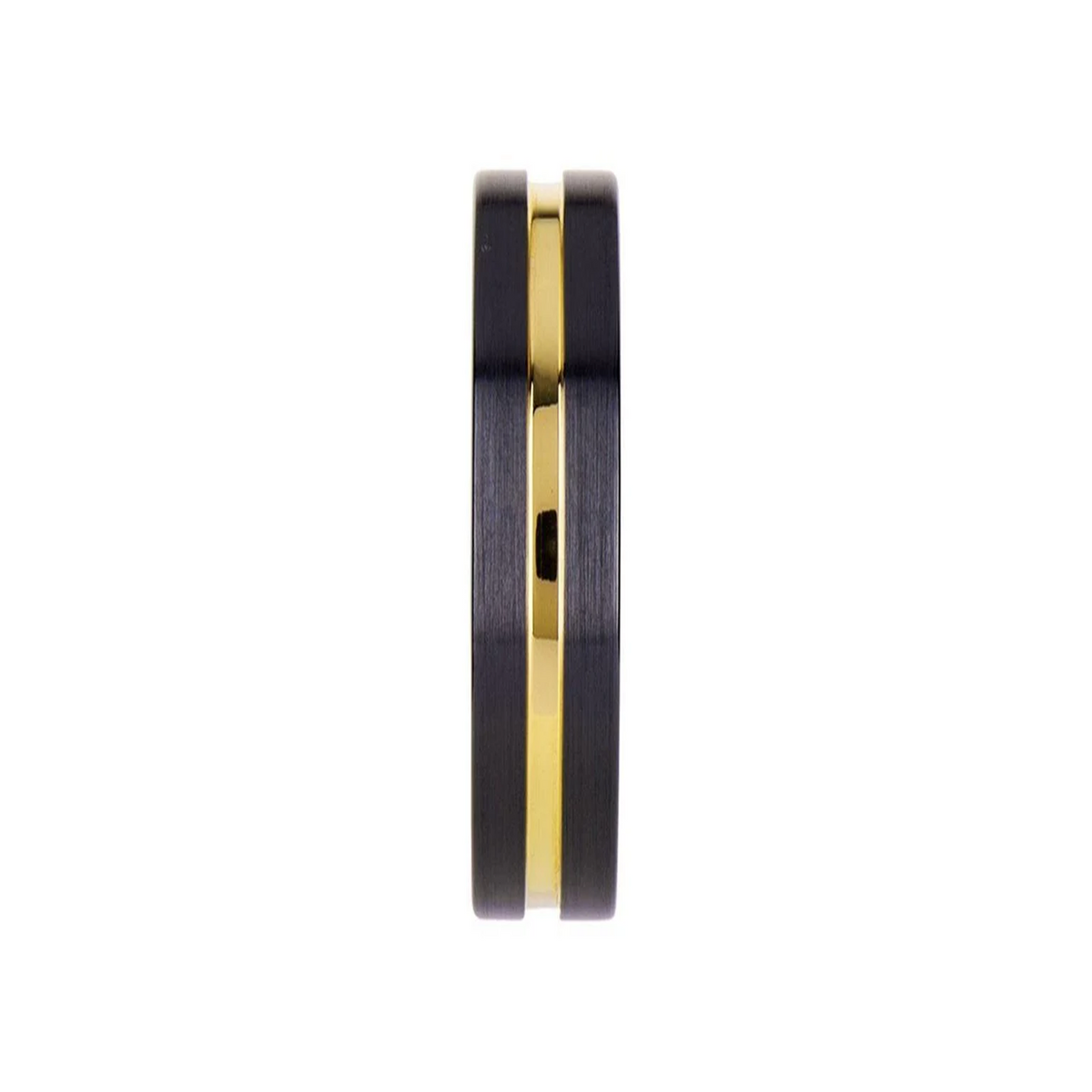 VIVALDI Black Ceramic Wedding Band With Yellow Gold Groove - 4mm - 8mm