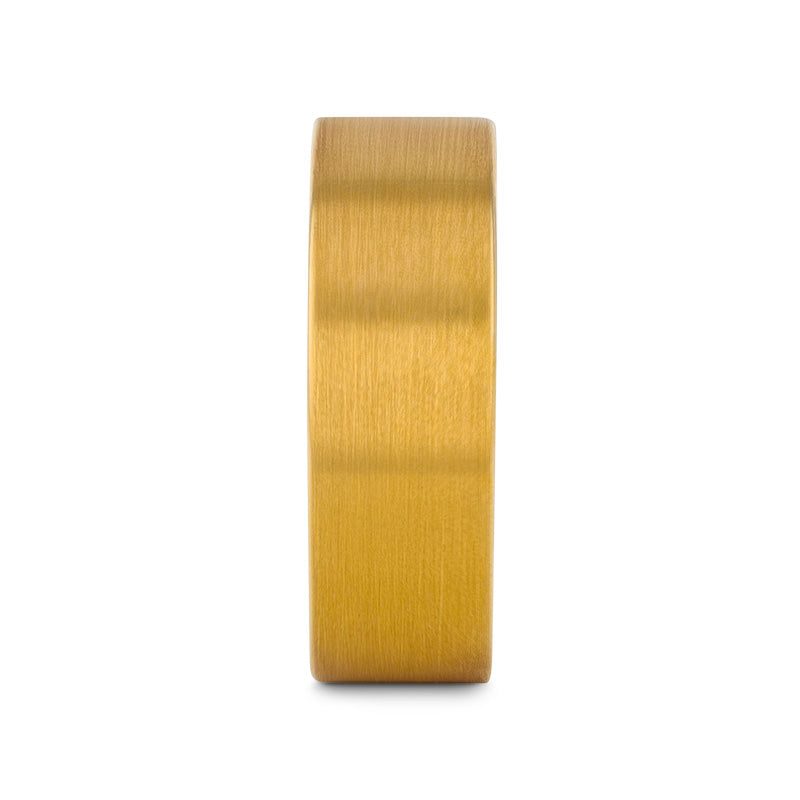 AUDEN Gold Plated Flat Brushed Finished Tungsten Wedding Ring - 6mm & 8mm