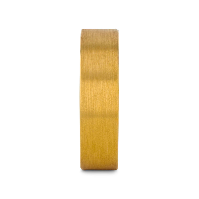 AUDEN Gold Plated Flat Brushed Finished Tungsten Wedding Ring - 6mm & 8mm