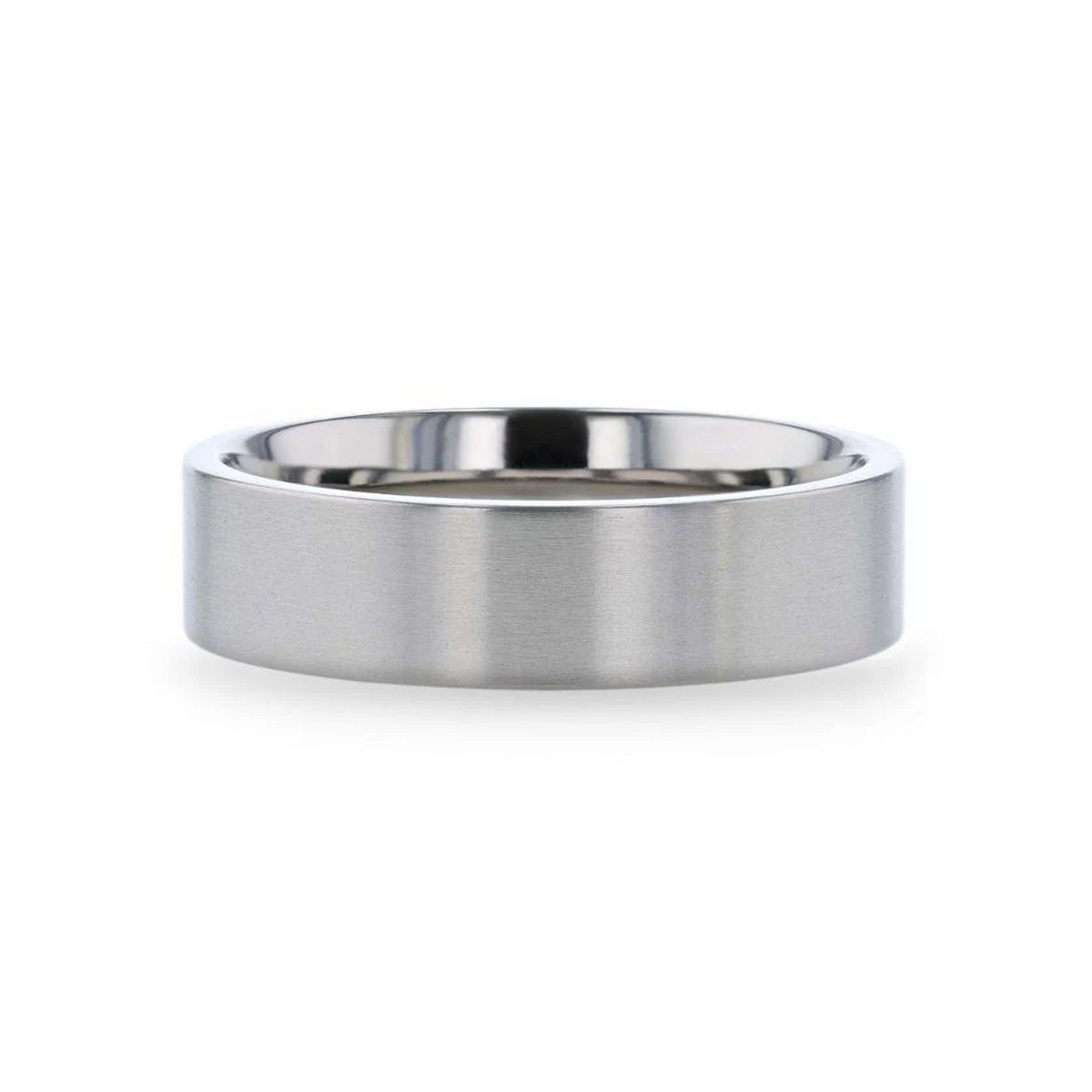 SOLAR Flat Profile Brushed Finish Men’s Titanium Wedding Band - 6mm & 8mm