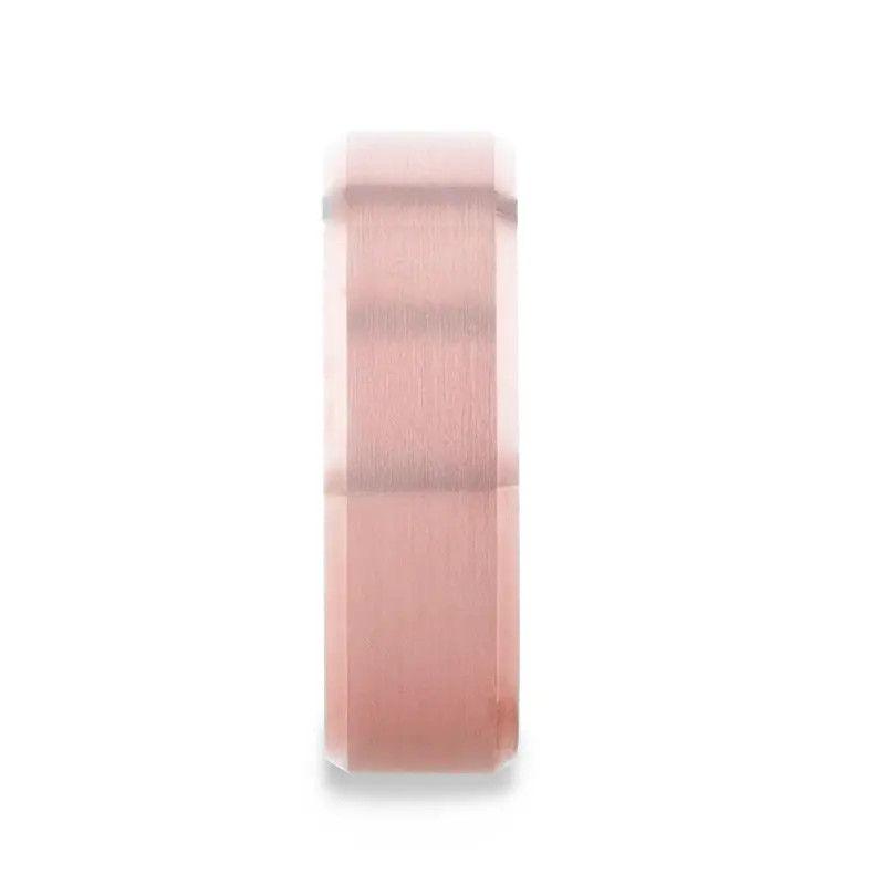 EROS Rose Gold Tungsten Wedding Band For Men with Beveled Edges Thorsten - 8mm