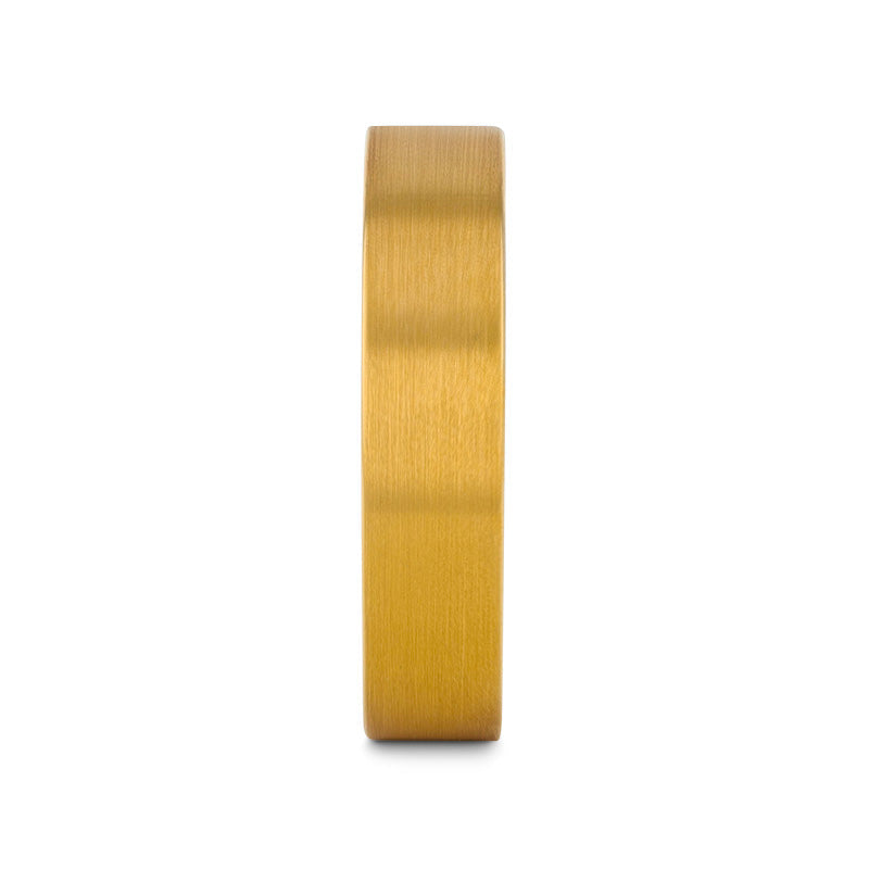 AUDEN Gold Plated Flat Brushed Finished Tungsten Wedding Ring - 6mm & 8mm