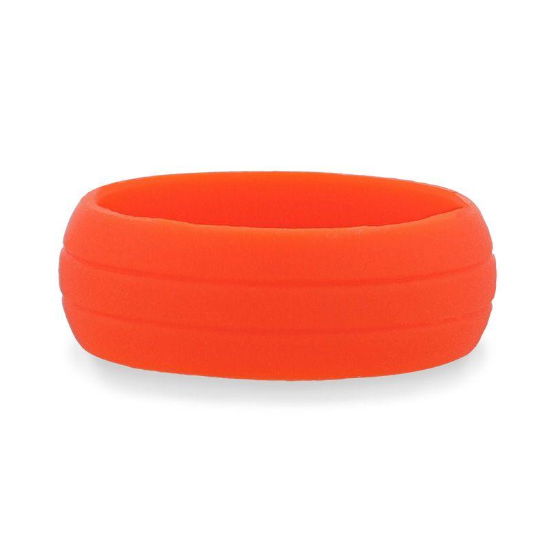 FIRE Dual Groove Silicone Ring for Men and Women Orange Comfort Fit Hypoallergenic Remix - 8mm