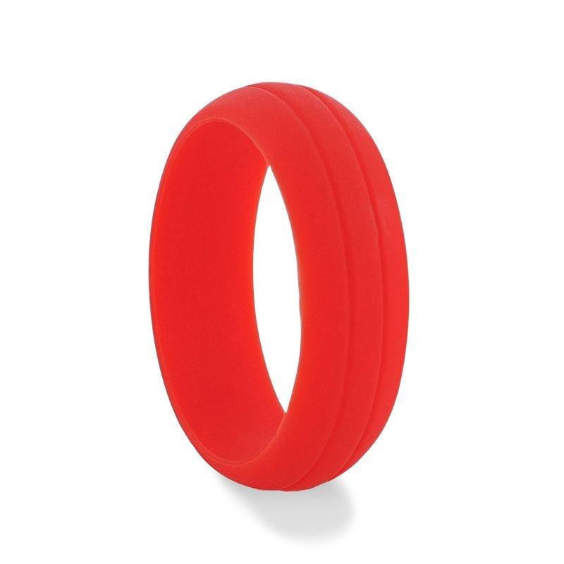 CHERRY Dual Groove Silicone Ring for Men and Women Red Comfort Fit Hypoallergenic Remix - 8mm