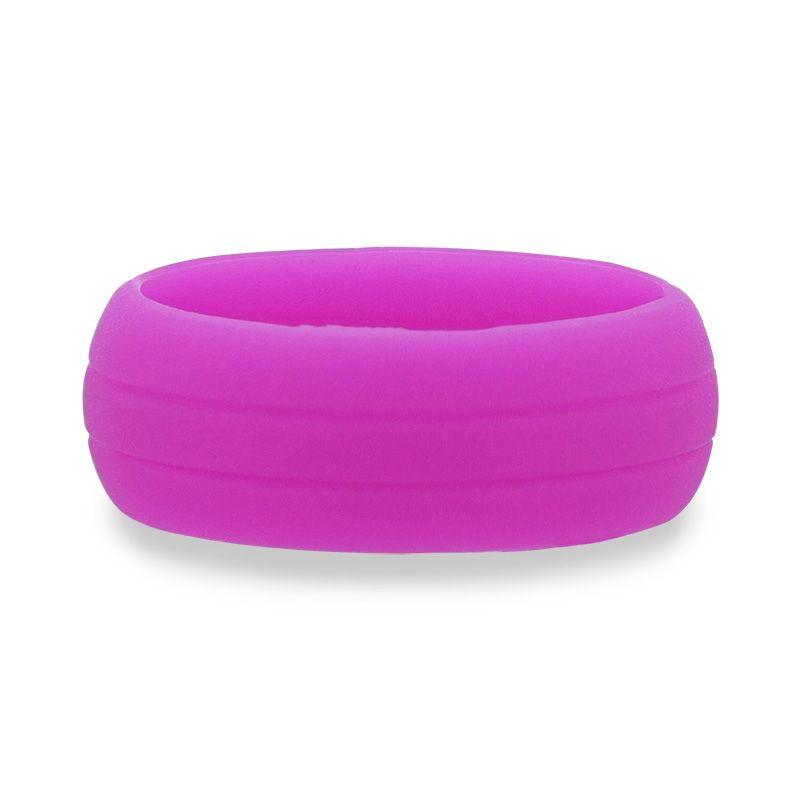 AMARIS Dual Groove Silicone Ring for Men and Women Purple Comfort Fit Hypoallergenic Remix - 8mm