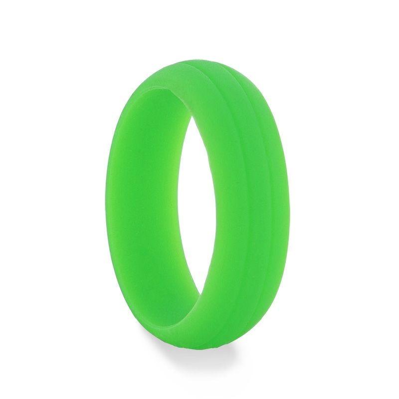 CLOVER Dual Groove Silicone Ring for Men and Women Green Comfort Fit Hypoallergenic Remix - 8mm